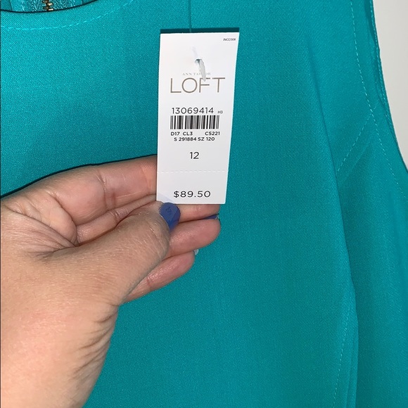 NWT Loft turquoise peplum dress size 12 - Picture 3 of 4